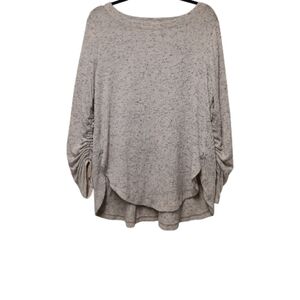 Anthropologie Saturday Sunday Gray/Beige Ruched Sleeve Top Size S